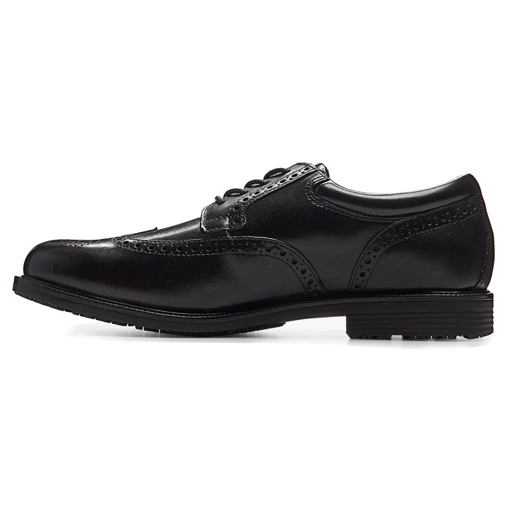 ロック ポート ドレスシューズ メンズ 黒 - Essential Details Waterproof Wingtip - MJA132560